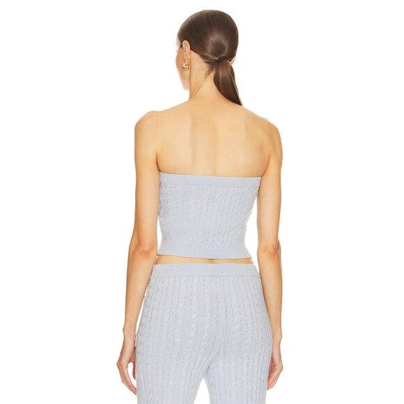 Helsa Taiki Cable Tube Top in Pale Blue Knit - Picture 3 of 4